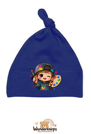 Knotenmütze Babybugz BZ15 in Marineblau mit Motiv Künstler mit Palette