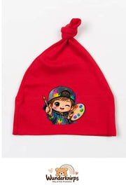 Knotenmütze Babybugz BZ15 in Rot mit Motiv Künstler mit Palette