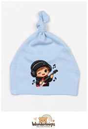 Knotenmütze Babybugz BZ15 in Staubblau mit Motiv Musiker mit Gitarre
