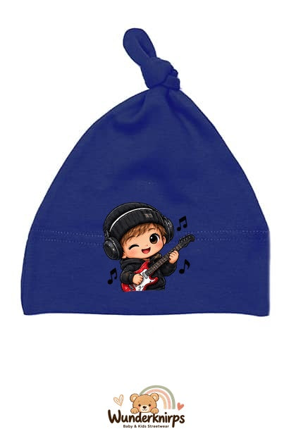 Knotenmütze Babybugz BZ15 in Marineblau mit Motiv Musiker mit Gitarre