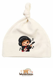 Knotenmütze Babybugz BZ15 in Natur mit Motiv Musiker mit Gitarre