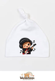 Knotenmütze Babybugz BZ15 in Weiß mit Motiv Musiker mit Gitarre