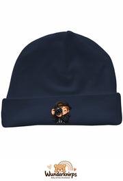 Umschlagmütze Rox-01 in Marineblau mit Motiv Fotograf mit Kamera