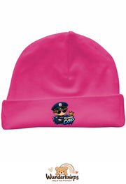 Umschlagmütze Rox-01 in Pink mit Motiv Polizei Kleiner Cop