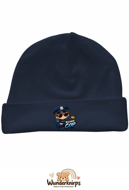 Umschlagmütze Rox-01 in Marineblau mit Motiv Polizei Kleiner Cop