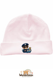 Umschlagmütze Rox-01 in Pastellrosa mit Motiv Polizei Kleiner Cop