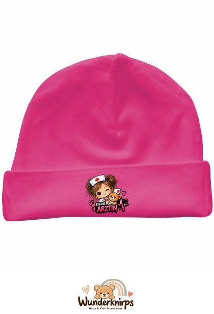 Umschlagmütze Rox-01 in Pink mit Motiv Kleine Ärztin