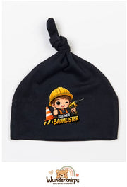 Knotenmütze Babybugz BZ15 in Schwarz mit Motiv Kleiner Baumeister