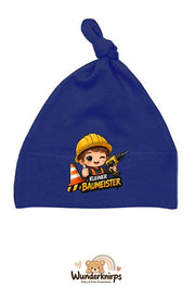 Knotenmütze Babybugz BZ15 in Marineblau mit Motiv Kleiner Baumeister