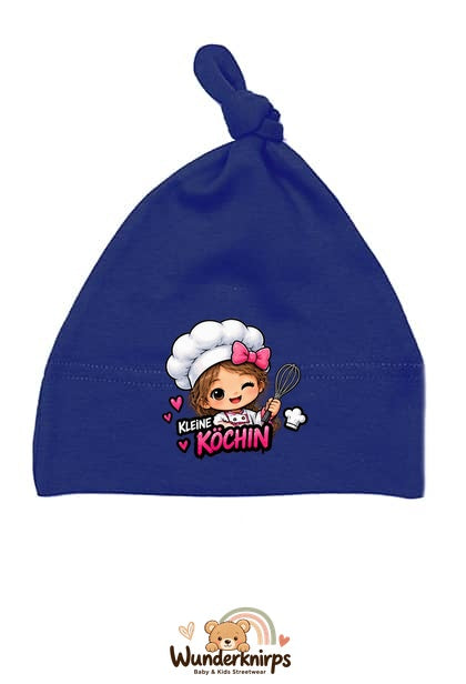 Knotenmütze Babybugz BZ15 in Marineblau mit Motiv Kleine Köchin