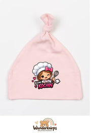 Knotenmütze Babybugz BZ15 in Pastellrosa mit Motiv Kleine Köchin