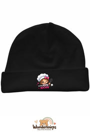 Umschlagmütze Rox-01 in Schwarz mit Motiv Kleine Köchin