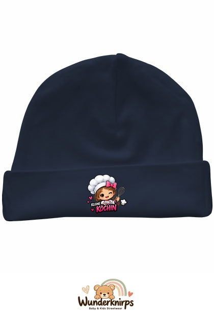 Umschlagmütze Rox-01 in Marineblau mit Motiv Kleine Köchin