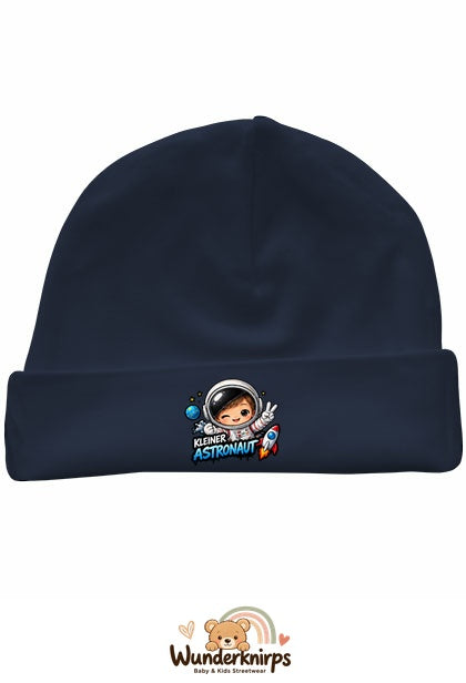 Umschlagmütze Rox-01 in Marineblau mit Motiv Kleiner Astronaut