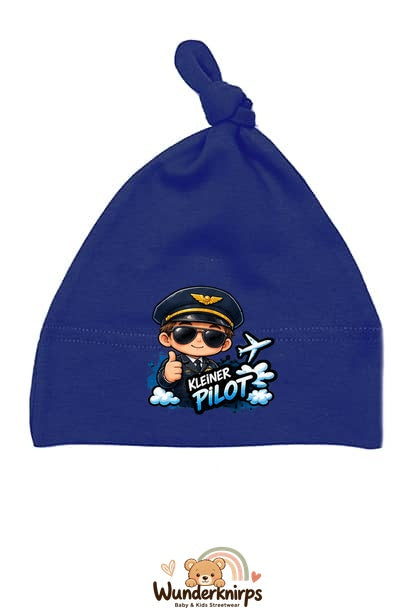Knotenmütze Babybugz BZ15 in Marineblau mit Motiv Kleiner Pilot