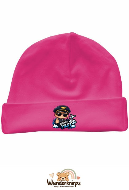 Umschlagmütze Rox-01 in Pink mit Motiv Kleiner Pilot
