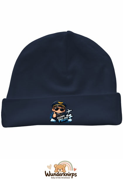 Umschlagmütze Rox-01 in Marineblau mit Motiv Kleiner Pilot