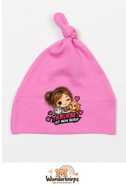 Knotenmütze Babybugz BZ15 in Bubblegum-Pink mit Motiv Tierliebe ist mein Beruf