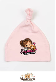 Knotenmütze Babybugz BZ15 in Pastellrosa mit Motiv Tierliebe ist mein Beruf