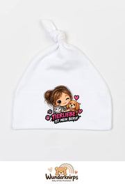 Knotenmütze Babybugz BZ15 in Weiß mit Motiv Tierliebe ist mein Beruf
