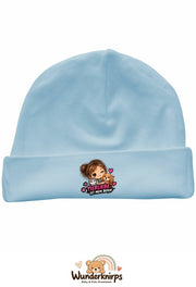 Umschlagmütze Rox-01 in Pastellblau mit Motiv Tierliebe ist mein Beruf