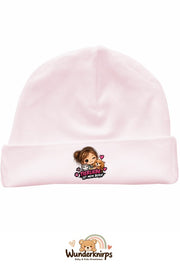 Umschlagmütze Rox-01 in Pastellrosa mit Motiv Tierliebe ist mein Beruf