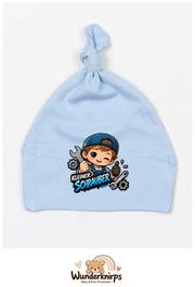 Knotenmütze Babybugz BZ15 in Staubblau mit Motiv Kleiner Schrauber