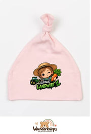 Knotenmütze Babybugz BZ15 in Pastellrosa mit Motiv Kleiner Landwirt