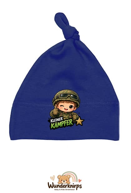 Knotenmütze Babybugz BZ15 in Marineblau mit Motiv Kleiner Kämpfer