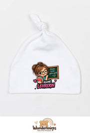 Knotenmütze Babybugz BZ15 in Weiß mit Motiv Kleine Lehrerin