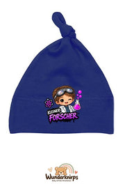 Knotenmütze Babybugz BZ15 in Marineblau mit Motiv Kleiner Forscher