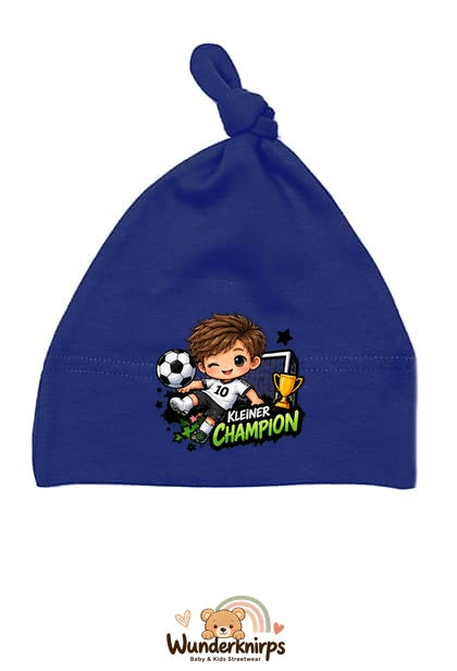 Knotenmütze Babybugz BZ15 in Marineblau mit Motiv Kleiner Champion
