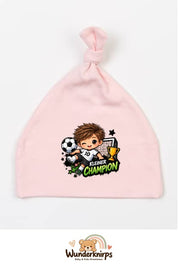 Knotenmütze Babybugz BZ15 in Pastellrosa mit Motiv Kleiner Champion
