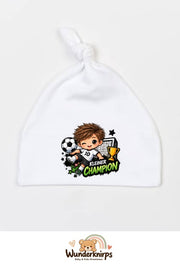 Knotenmütze Babybugz BZ15 in Weiß mit Motiv Kleiner Champion
