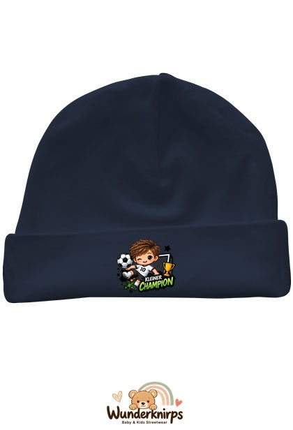 Umschlagmütze Rox-01 in Marineblau mit Motiv Kleiner Champion