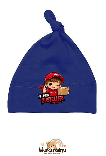 Knotenmütze Babybugz BZ15 in Marineblau mit Motiv Kleiner Zusteller