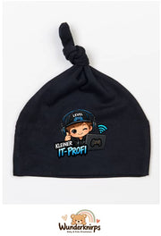 Knotenmütze Babybugz BZ15 in Schwarz mit Motiv Kleiner IT-Profi