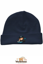 Umschlagmütze Rox-01 in Marineblau mit Motiv Kleiner IT-Profi