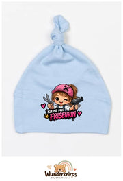 Knotenmütze Babybugz BZ15 in Staubblau mit Motiv Kleine Friseurin