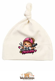 Knotenmütze Babybugz BZ15 in Natur mit Motiv Kleine Friseurin