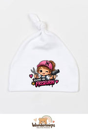 Knotenmütze Babybugz BZ15 in Weiß mit Motiv Kleine Friseurin