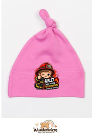 Knotenmütze Babybugz BZ15 in Bubblegum-Pink mit Motiv Feuerwehr Held von heute