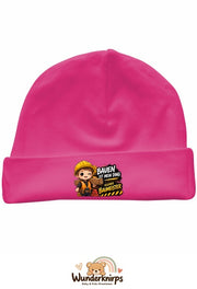 Umschlagmütze Rox-01 in Pink mit Motiv Bauen ist mein Ding