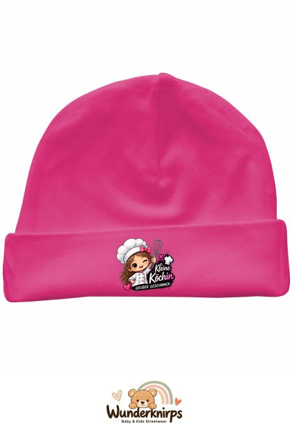 Umschlagmütze Rox-01 in Pink mit Motiv Kleine Köchin, großer Geschmack