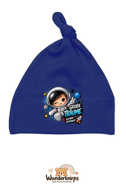 Knotenmütze Babybugz BZ15 in Marineblau mit Motiv Astronaut Große Träume