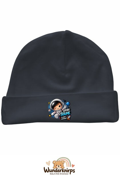 Umschlagmütze Rox-01 in Anthrazit mit Motiv Astronaut Große Träume