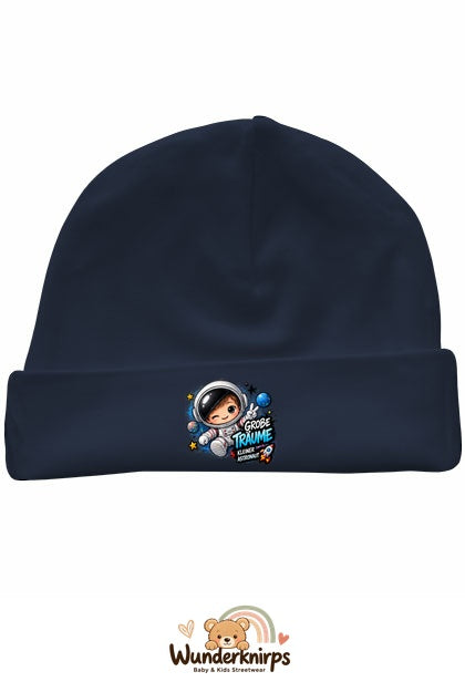 Umschlagmütze Rox-01 in Marineblau mit Motiv Astronaut Große Träume