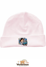 Umschlagmütze Rox-01 in Pastellrosa mit Motiv Astronaut Große Träume