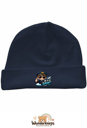 Umschlagmütze Rox-01 in Marineblau mit Motiv Pilot Ab in die Zukunft