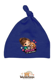 Knotenmütze Babybugz BZ15 in Marineblau mit Motiv Tierliebe ist mein Beruf